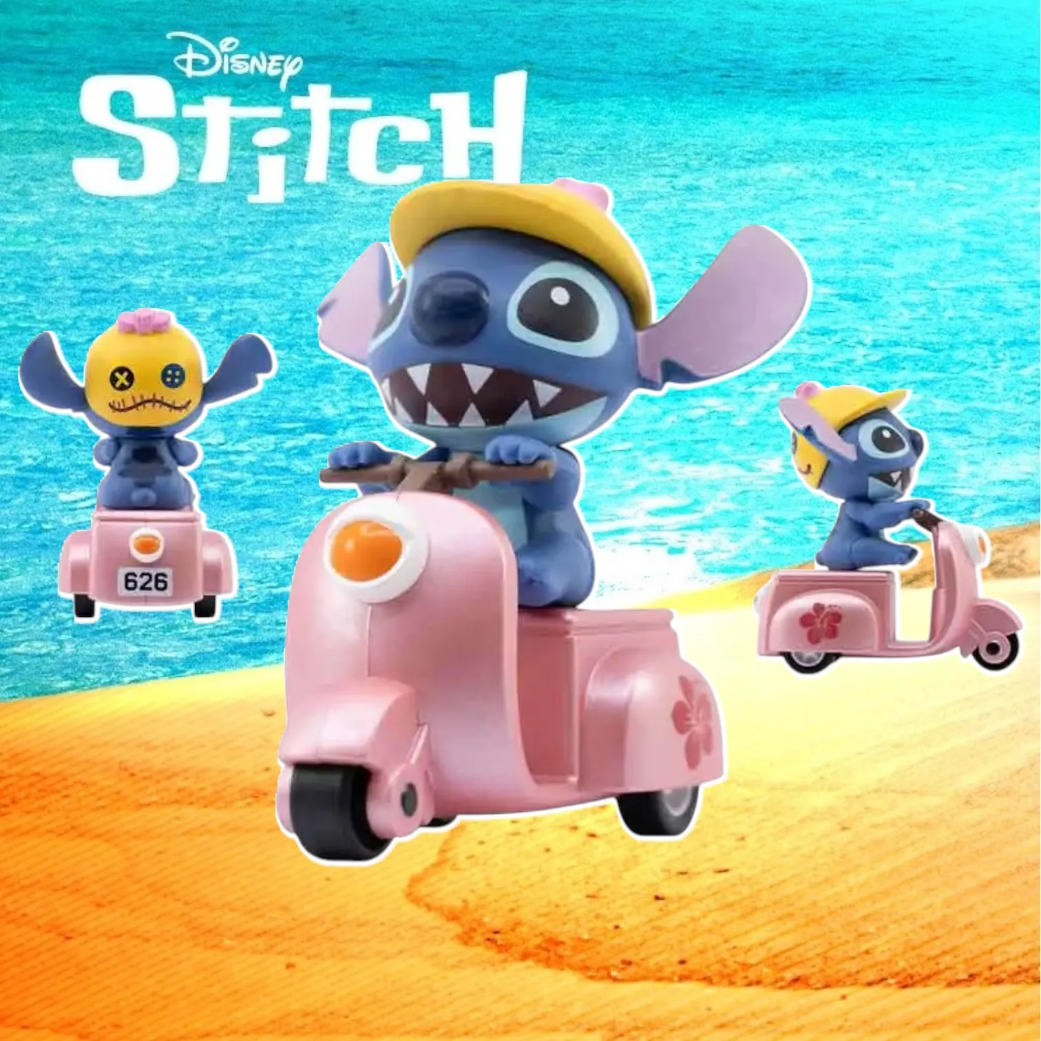 Фигурка Stitch Pull-back Car — Yume Toys Zoom Hero Lilo & Stitch Розовый скутер