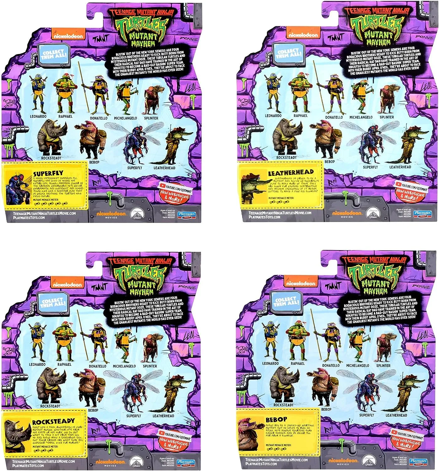 Фигурки Черепашки-Ниндзя Погром мутантов — TMNT Mutant Mayhem Basic Figure  Mutante 4-Pack - купить в GeekZona.ru