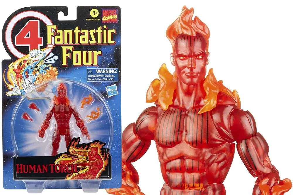 Marvel Legends Retro Human Torch Action Figure - 3.75 Inch Collectible Toy