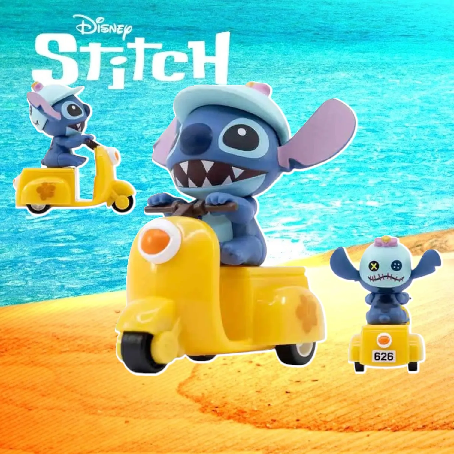 Фигурка Stitch Pull-back Car — Yume Toys Zoom Hero Lilo & Stitch Желтый скутер