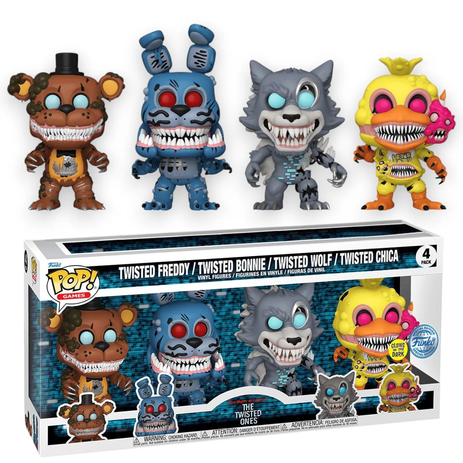 Фигурка FNAF Twisted Ones Freddy/Bonnie/Wolf/Chica — Funko POP! Games Exc 4PK