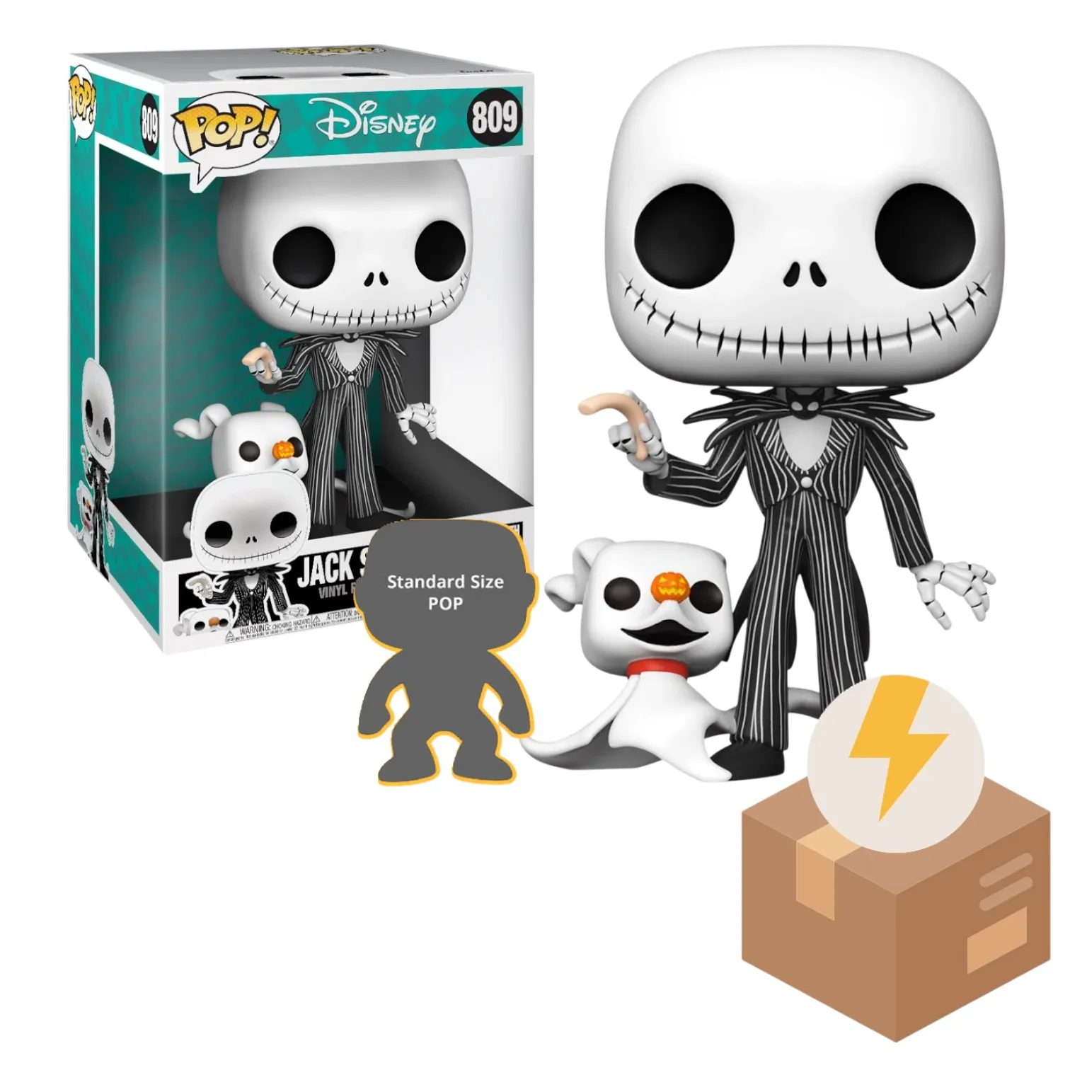 Фигурка Jack Skellington w Zero — Nightmare Before Christmas 10 Inch Funko Pop! Vinyl 809 BD