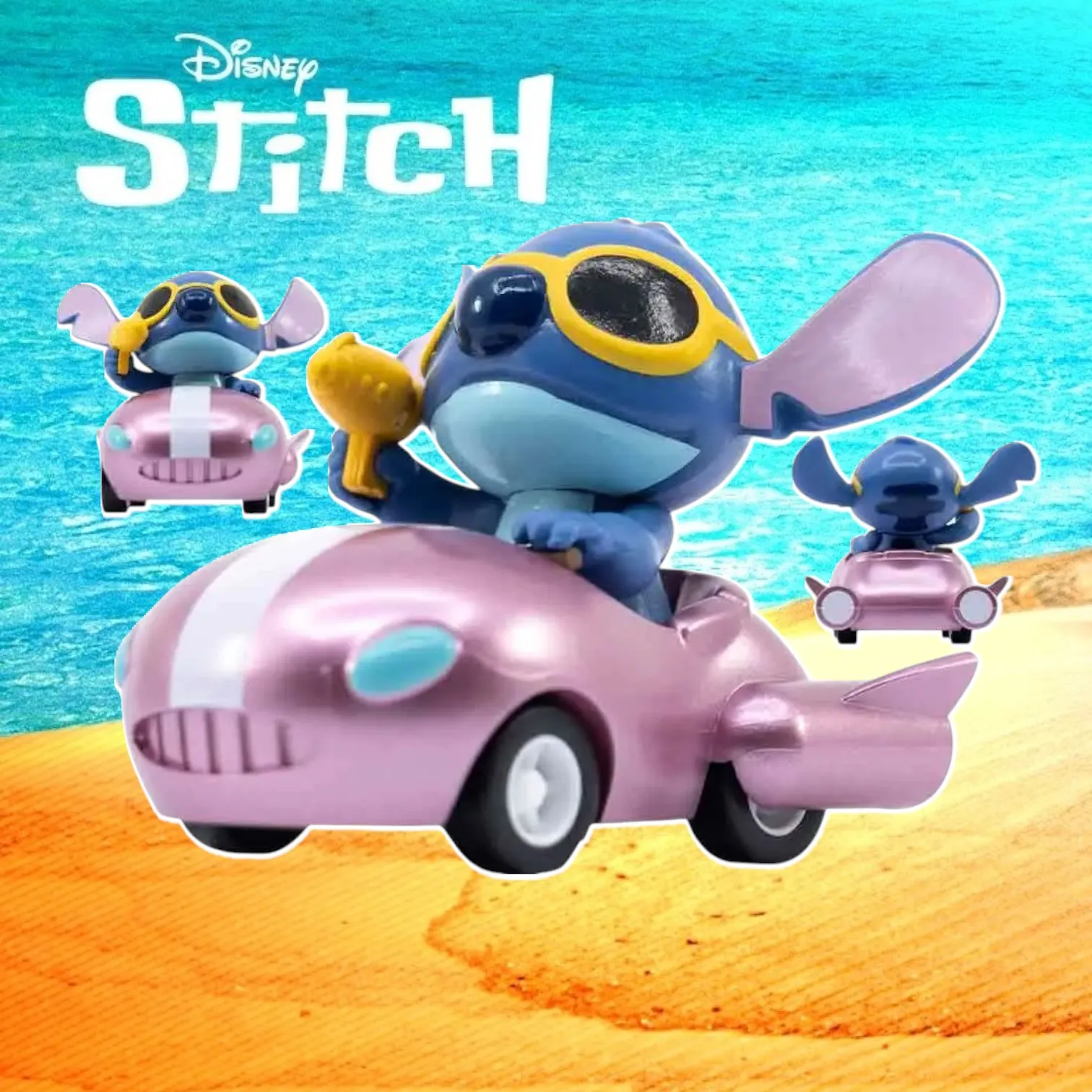 Фигурка Stitch Pull-back Car — Yume Toys Zoom Hero Lilo & Stitch Розовая машина