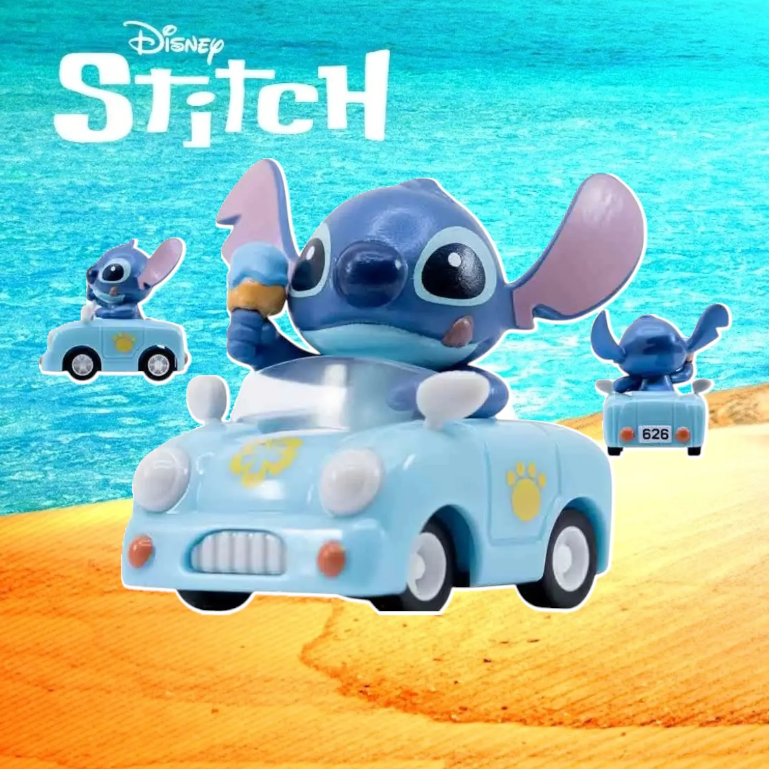 Фигурка Stitch Pull-back Car — Yume Toys Zoom Hero Lilo & Stitch Голубая машина