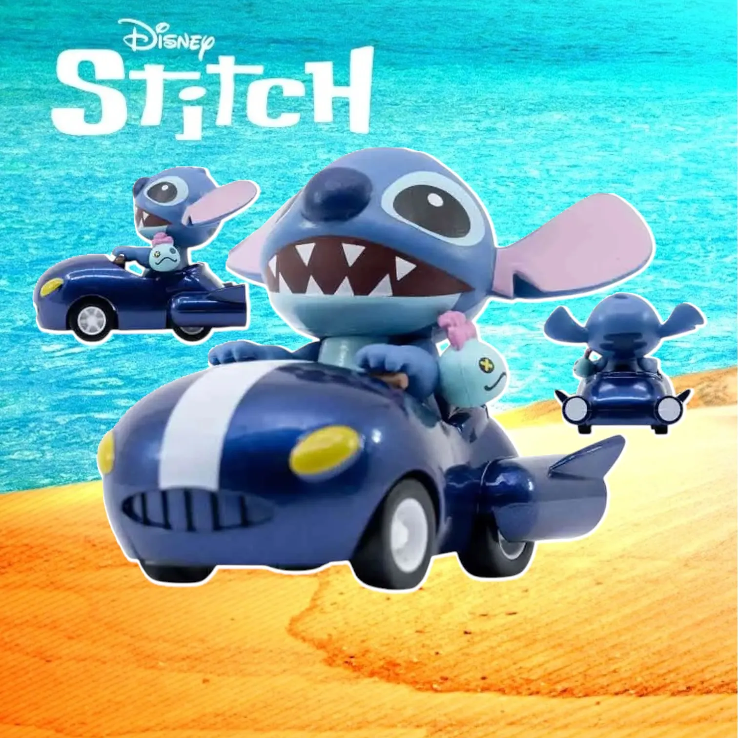 Фигурка Stitch Pull-back Car — Yume Toys Zoom Hero Lilo & Stitch Синяя машина