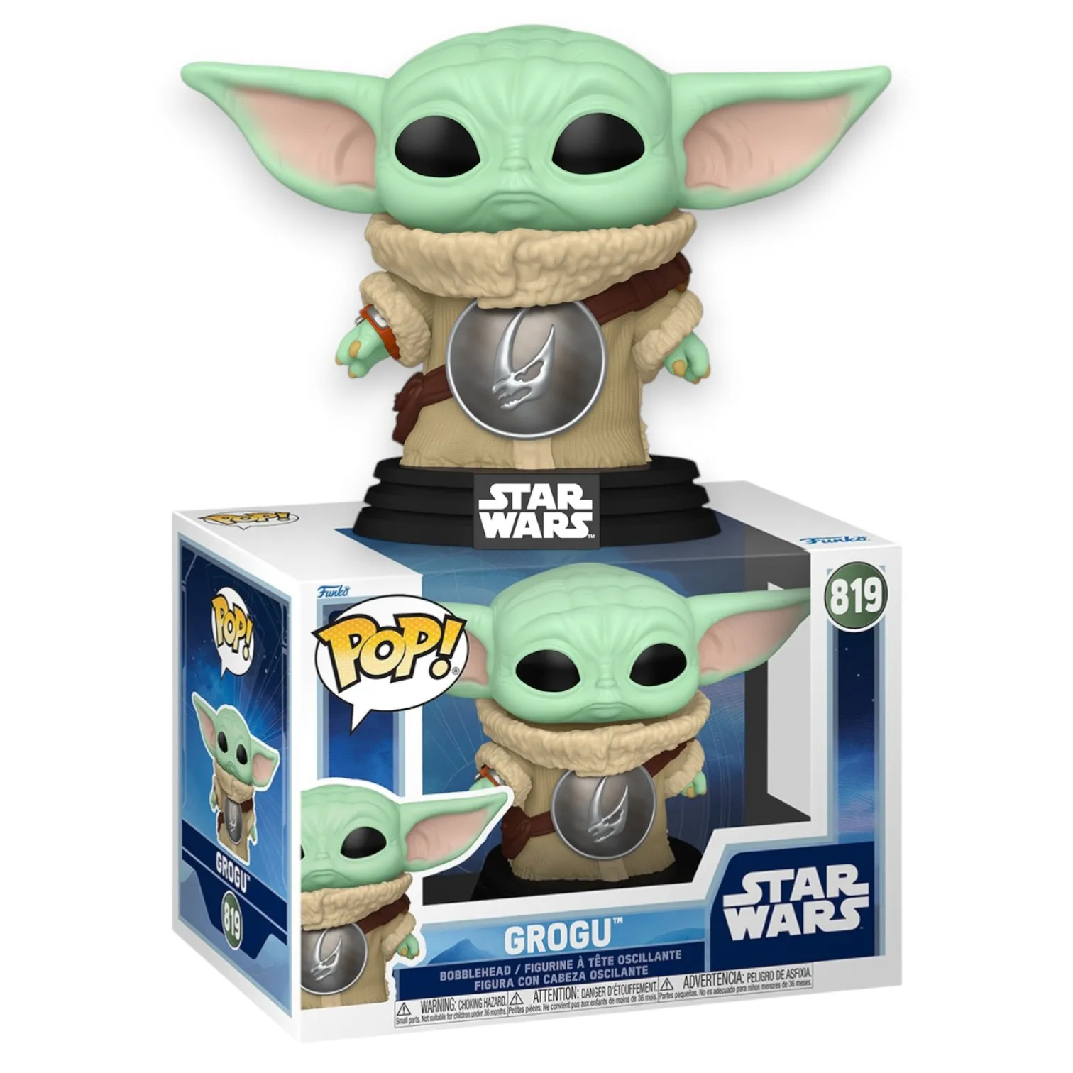 Фигурка Grogu with Mudhorn Chest Armor — Funko Pop! Bobble Star Wars Mandalorian and Grogu Vinyl 819