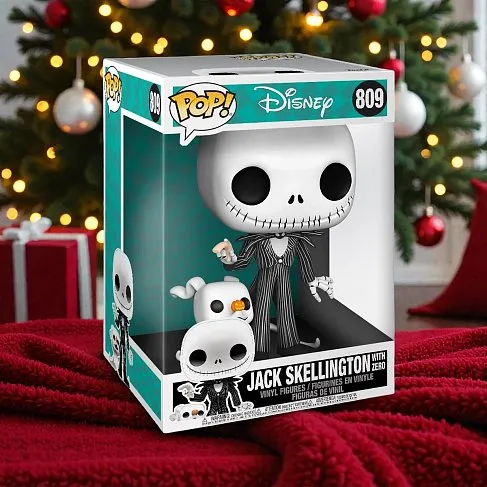 Фигурка Jack Skellington w Zero — Nightmare Before Christmas 10 Inch Funko Pop! Vinyl 809
