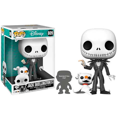 Jack Skellington w Zero Nightmare Before Christmas 10 Inch Funko Pop Vinyl 809 GeekZona.ru