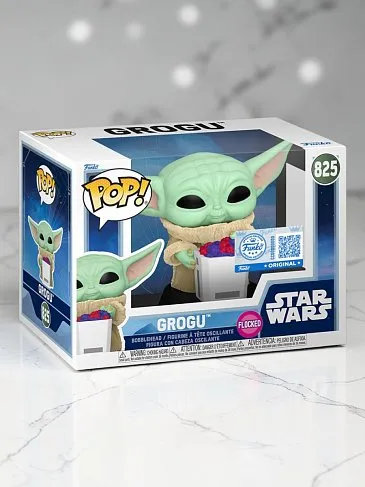 Фигурка Grogu Flocked Exc — Funko Pop! Bobble Star Wars Mandalorian and Grogu Vinyl 825