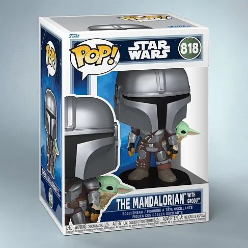 Фигурка Star Wars Mandalorian w Grogu On Back — Funko Pop Vinyl 818