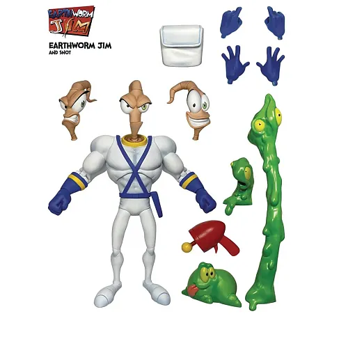 Фигурка Червяк Джим — Earthworm Jim and Snot Set