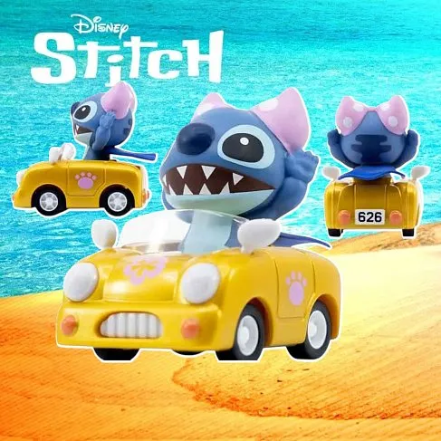 Фигурка Stitch Pull-back Car — Yume Toys Zoom Hero Lilo & Stitch Желтая машина