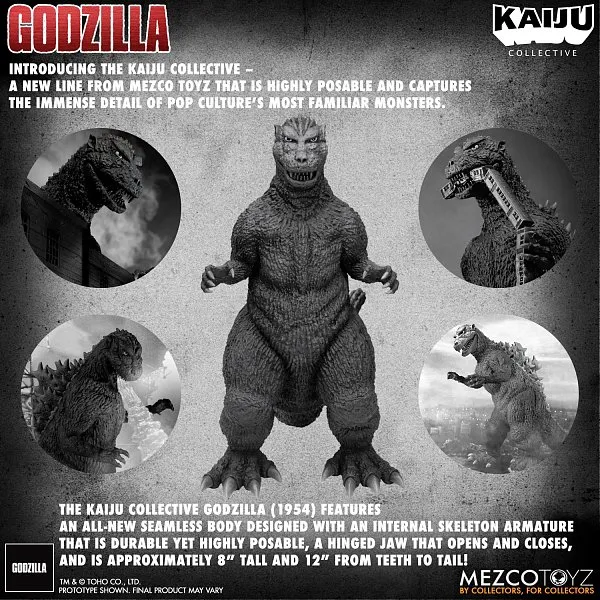 Фигурка Godzilla 1954 Black White Edition — Mezco Kaiju Collective