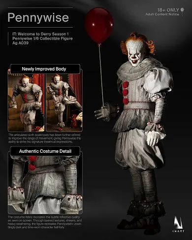 Фигурка Пеннивайз — Inart AgA039 Welcome to Derry Pennywise 1/6 Figure