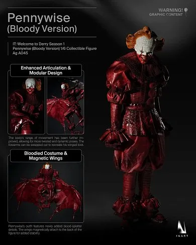 Фигурка Пеннивайз — Inart Ag A045 Welcome to Derry Pennywise Bloody 1/6 Figure