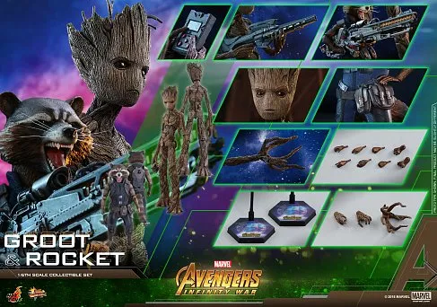 Фигурки Грута и Ракеты — Hot Toys Avengers Infinity War 1/6 Groot Rocket