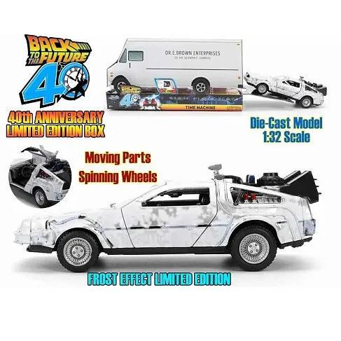 Модель ДеЛориан — Back to the Future 40th Anniversary Delorean Frost Effect 1/32 Die-cast Model Van Box Limited Edition