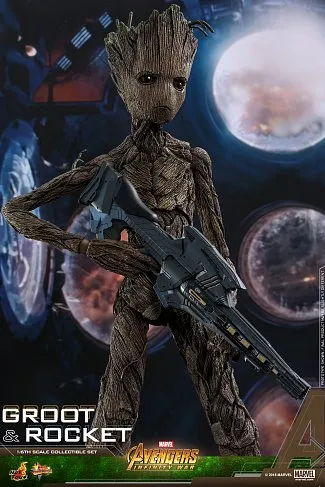 Фигурки Грута и Ракеты — Hot Toys Avengers Infinity War 1/6 Groot Rocket