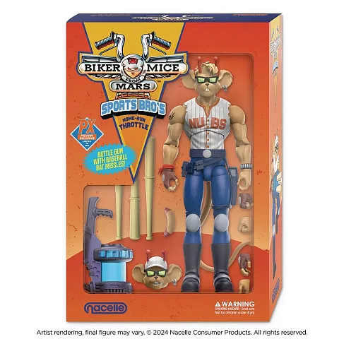 Фигурка Мыши-рокеры с Марса — Nacelle Biker Mice from Mars Sports Bros Home-Run Throttle Figure Exclusive