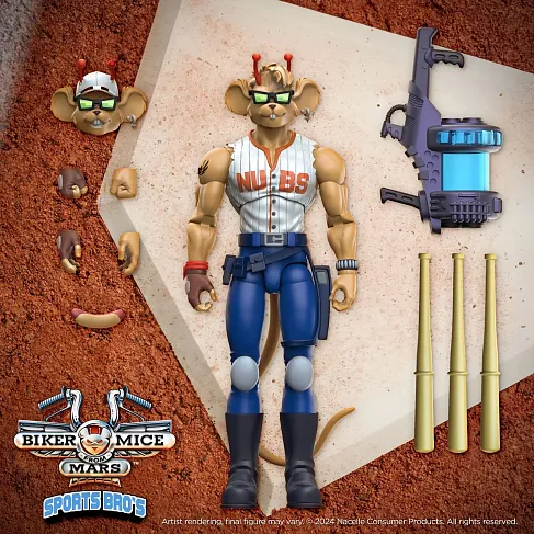 Фигурка Мыши-рокеры с Марса — Nacelle Biker Mice from Mars Sports Bros Home-Run Throttle Figure Exclusive
